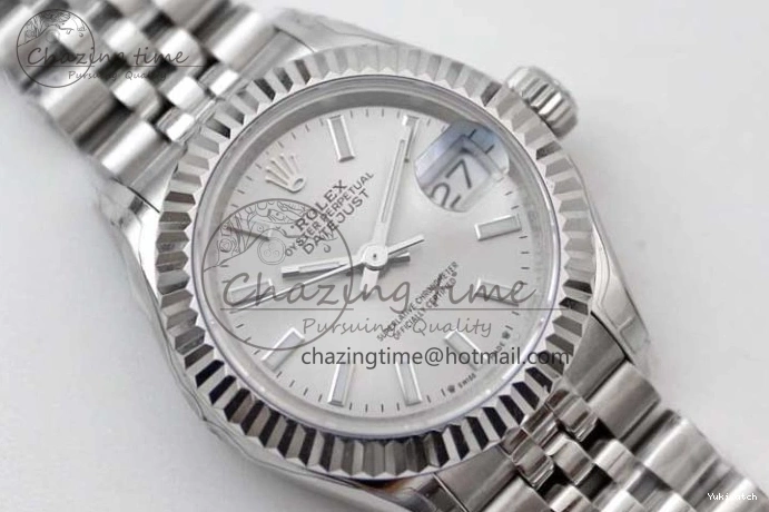 Dial Steel DateJust 28 SS Silver 1:1 NH05 Bracelet 904L on TWF President Best Lady Edition 0207